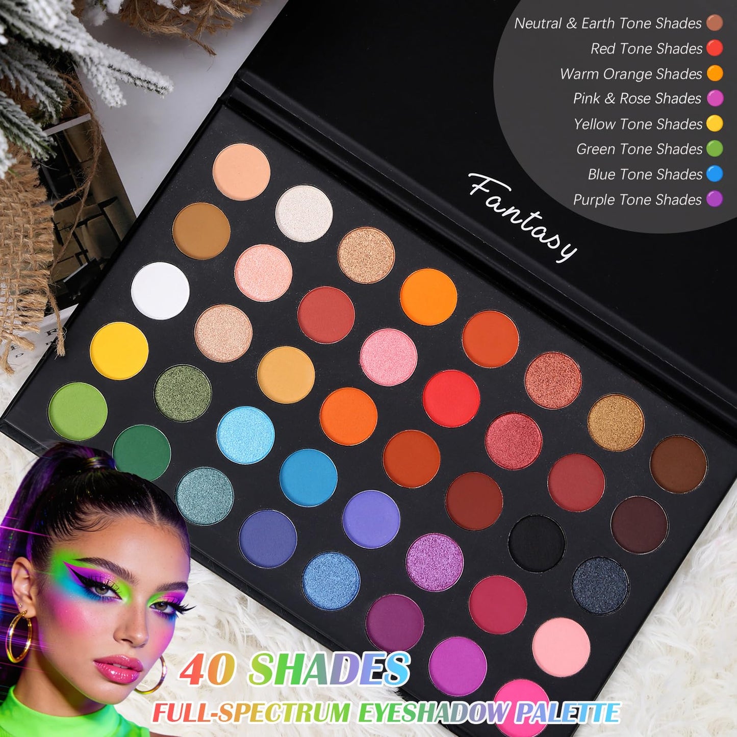 UCANBE Highly Pigmented Eye Makeup Palette, Matte Shimmer Metallic Eyeshadow Pallet Long Lasting Blendable Natural Colors Make Up Eye Shadows Cosmetics Gift Kit - Available at All In One Marketplace Canada