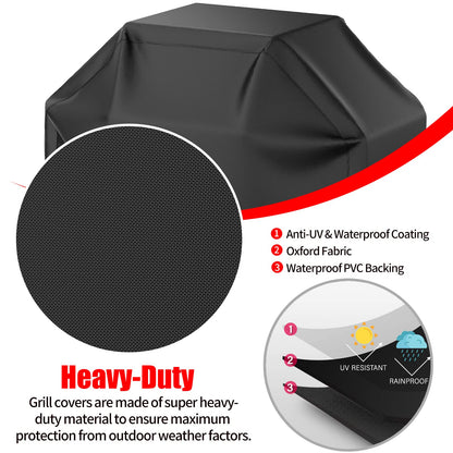 Grill Cover, 52 inch BBQ Gas Grill Cover Waterproof Weather Resistant, UV and Fade Resistant, UV Resistant Material for Weber Char-Broil Nexgrill Grills and More, Black