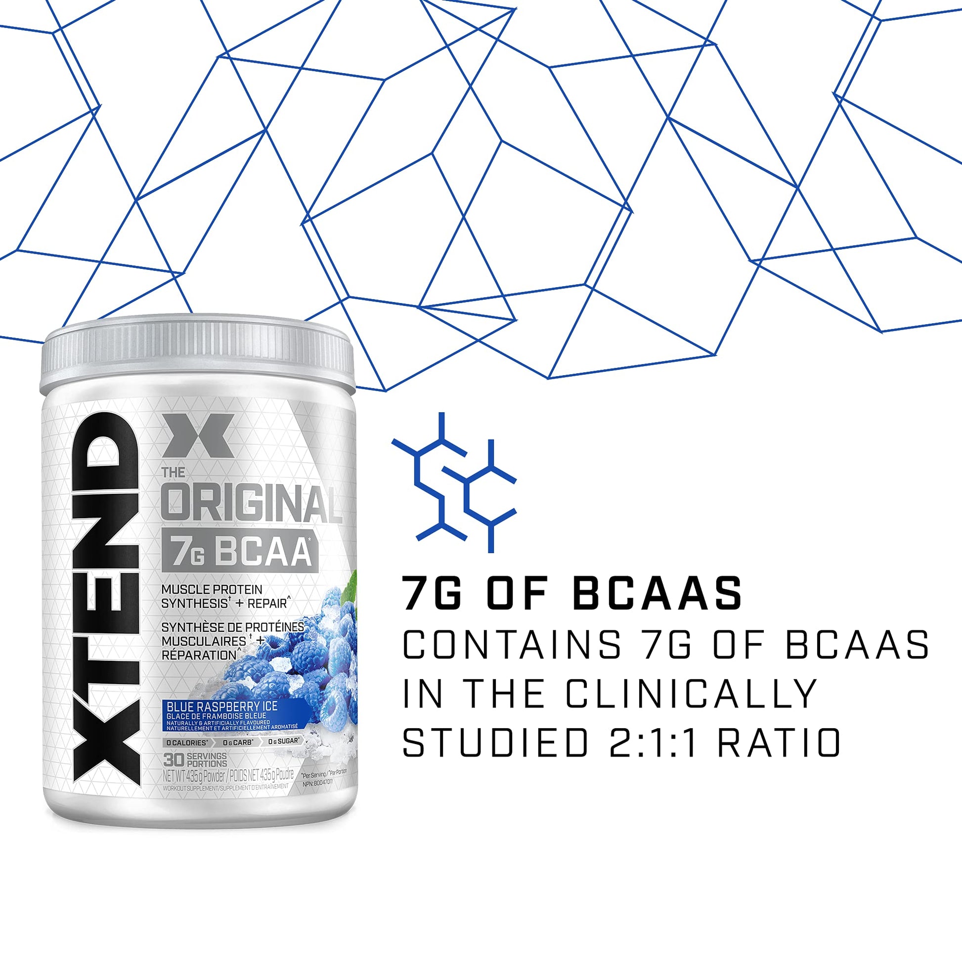 Scivation XTEND Original BCAA Powder | Sugar Free Post Workout Muscle Recovery Drink with Amino Acids | 7g BCAAs for Men & Women | 30 Servings, Blue Raspberry Ice Scivation