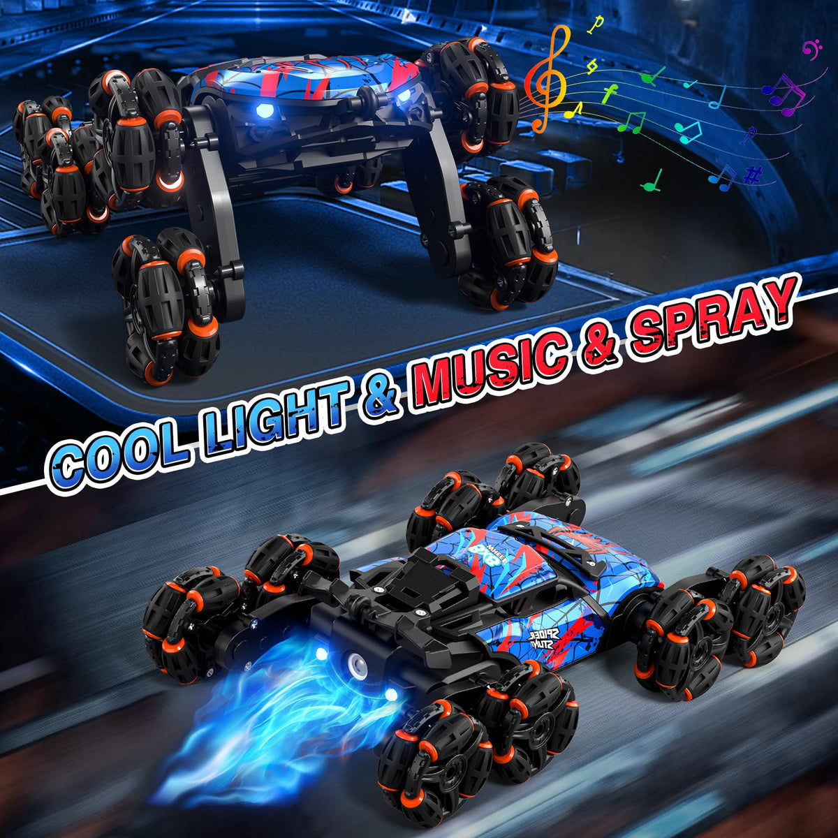 Sunrad 8WD Gesture Sensing RC Stunt Car with Spray & Light & Music Hand RC 🍁 All In One Marketplace Canada