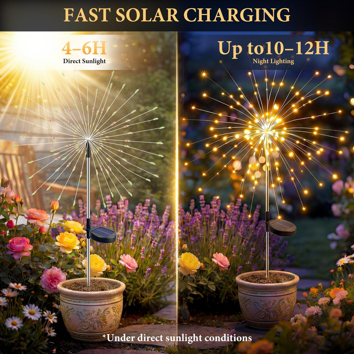 Solar Garden Lights Outdoor 4-Pack, 120 LED Starburst Lights, Warm White 🍁 All In One Marketplace Canada