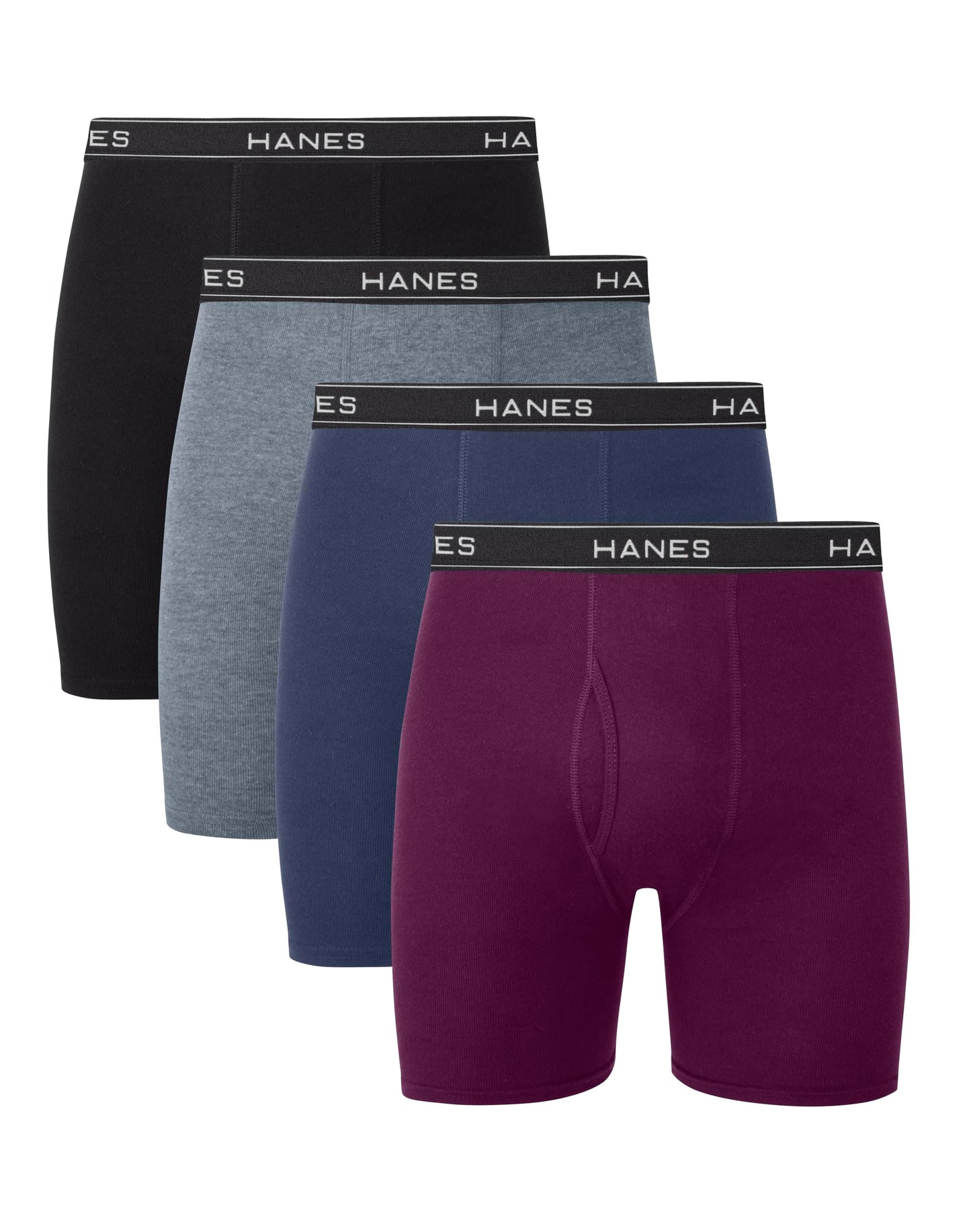 Hanes mens 4 Pack boxer briefs, Black/Grey, Small US