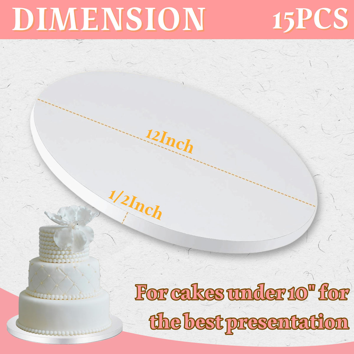 15 Pack Cake Drums 12Inch, 1/2" Thick Cake Boards, Round Corrugated Cardboard Cake Base for Wedding Birthday Party, Sturdy Base para Pastel White Cake Decorating Supplies 🍁 All In One Marketplace Canada