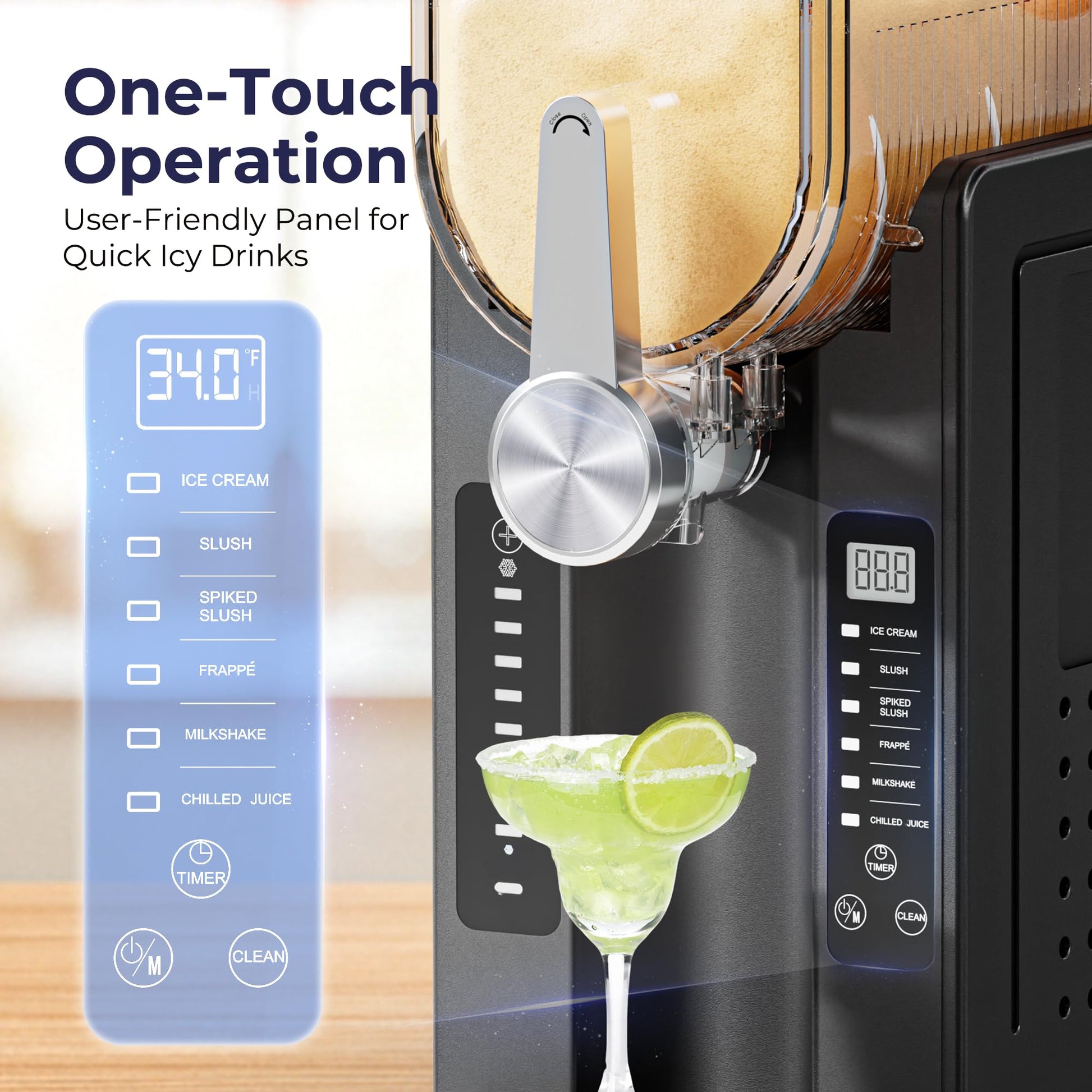Slushie Machine, No Ice Needed Slushy Maker for Home, Real-Time Temp Display, Frozen Drink Maker with 6 Preset Programs for Ice Cream, Frappés, Milk Shake and More, Black, 1 Pack+3Modes - Available at All In One Marketplace Canada