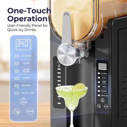 Slushie Machine, No Ice Needed Slushy Maker for Home, Real-Time Temp Display, Frozen Drink Maker with 6 Preset Programs for Ice Cream, Frappés, Milk Shake and More, Black, 1 Pack+3Modes - Available at All In One Marketplace Canada