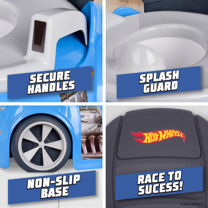 Hot Wheels Blue Race Car Potty Training Toilet, Includes Detachable Toddler Toilet Seat and Kids Potty, Ages 12 Months and Up Hot Wheels