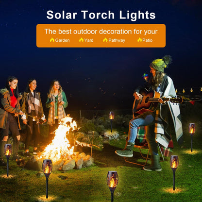 iBaycon 8 Pack Solar Torch Flame Lights Outdoor Landscape Pathway Lamp