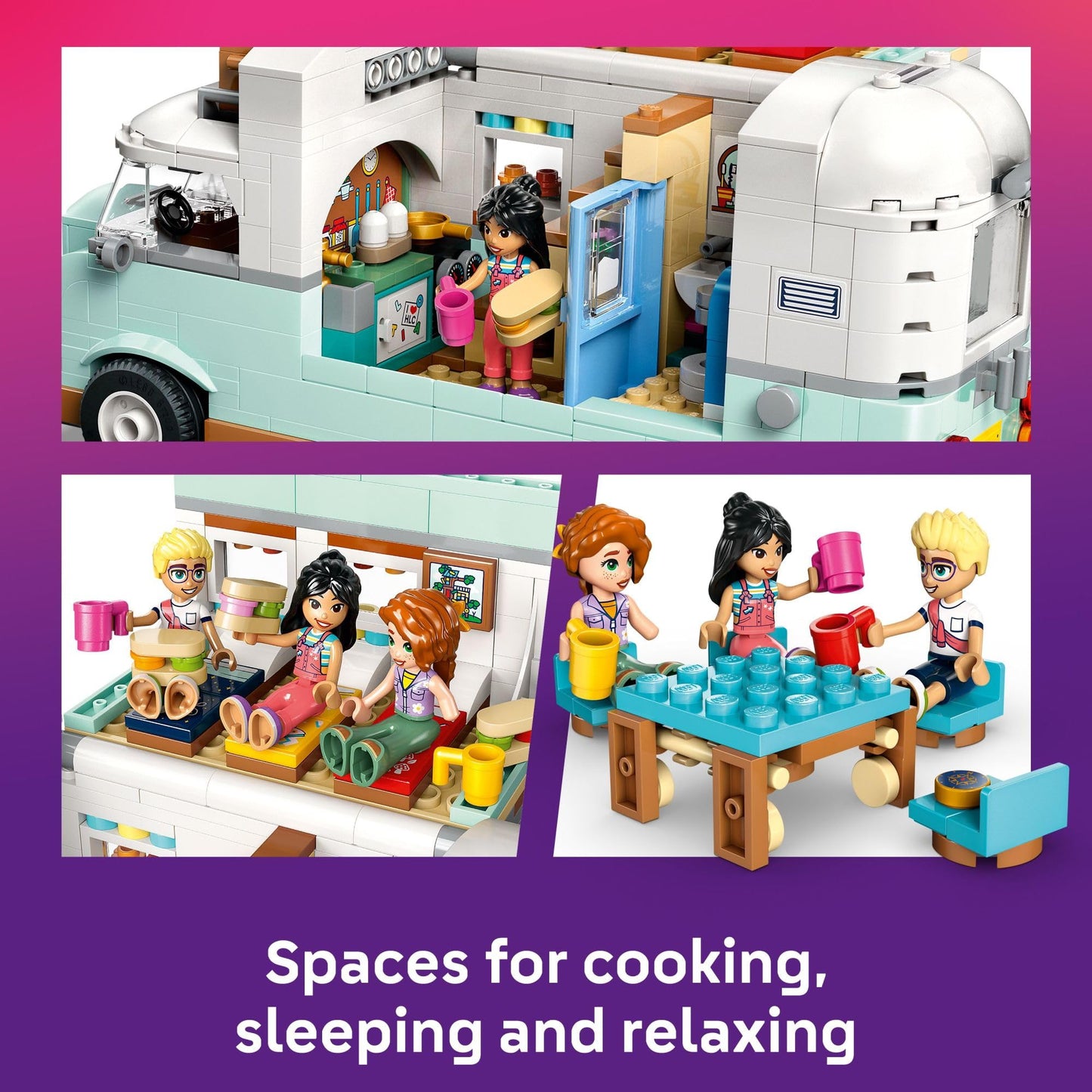 LEGO Friends Friendship Camper Van Adventure Toy Building Set - Pretend Play Set for Kids, Girls and Boys, Ages 7+ - Gift Idea for Birthday - with 3 Minidolls and Ferret Figure - 42663
