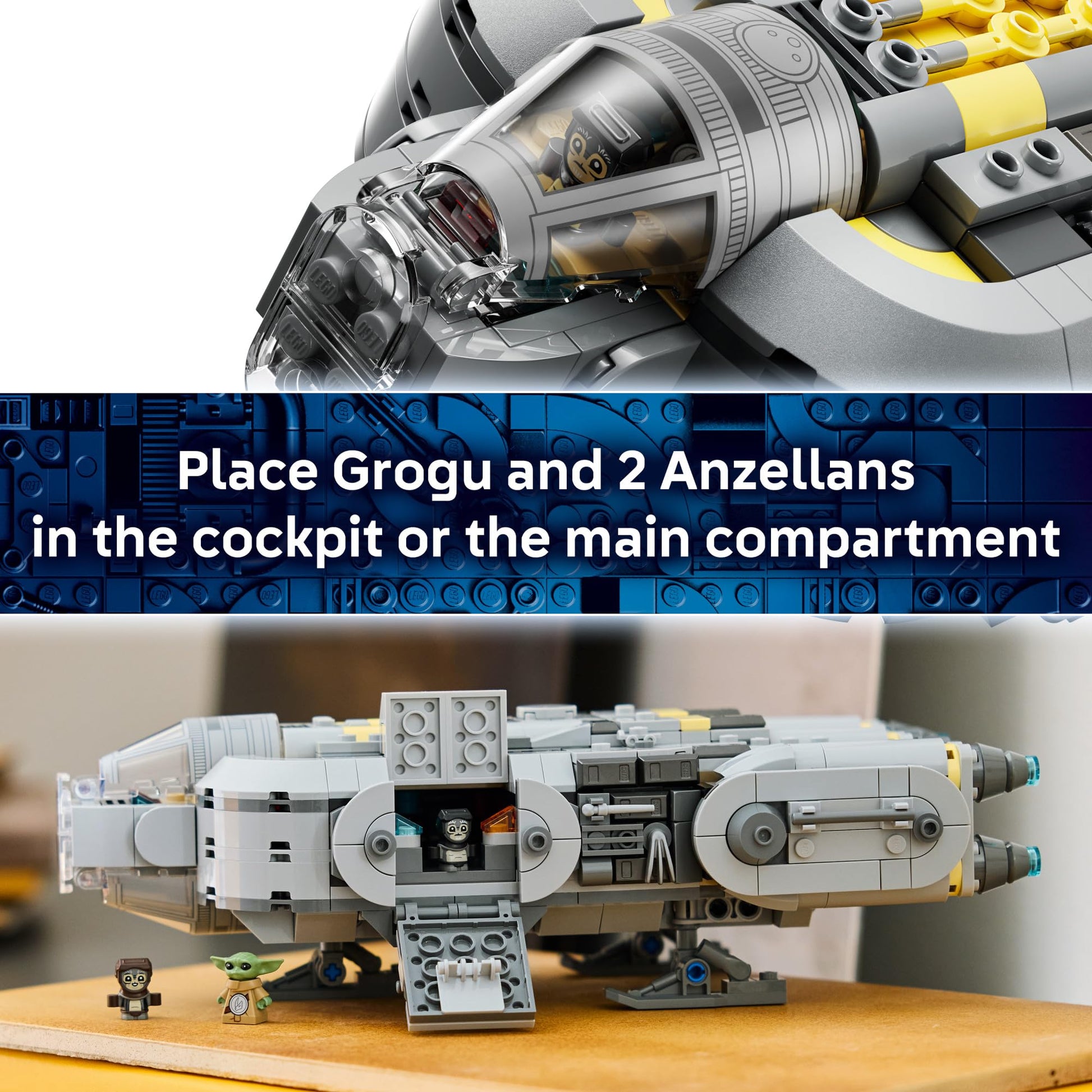 LEGO Star Wars: The Mandalorian and Grogu Anzellan Starship Building Toy - Build and Display Set for Boys & Girls, Ages 9+ - Star Wars Gifts for Kids - W/Grogu & 2 Anzellan Figures - 75445 LEGO
