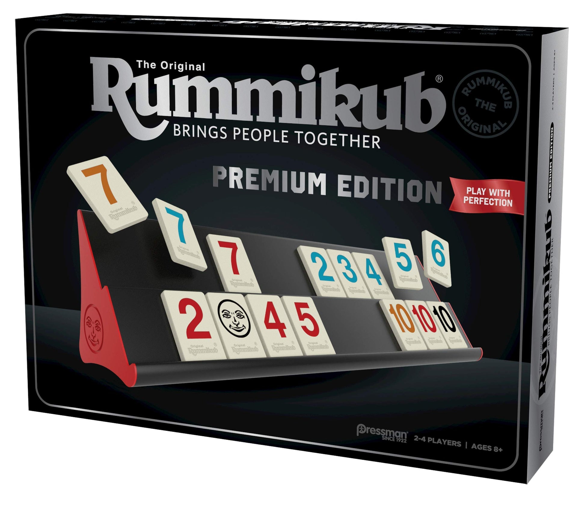 Rummikub Premium Edition - Features Racks - Large Number Engraved Tiles and a Storage Bag for the Ultimate Rummikub Experience Pressman