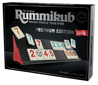 Rummikub Premium Edition - Features Racks - Large Number Engraved Tiles and a Storage Bag for the Ultimate Rummikub Experience Pressman
