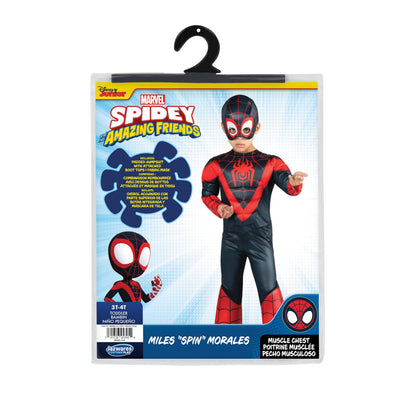 MARVEL Spin Official Toddler Deluxe Halloween Costume - Premium Quality Padded Jumpsuit and Fabric Headpiece (3T-4T)