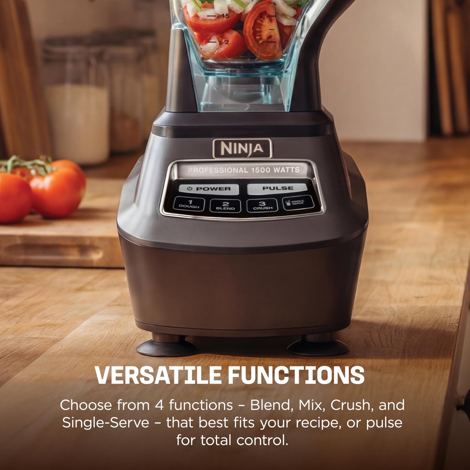 Ninja Kitchen System | All-in-One Food Processor & Blender for Smoothies | Includes Pitcher, (2) 16 oz. to-Go Cups & 8-Cup Bowl | Makes Salsa, Dough, Shakes, & Frozen Drinks | 1500W | Black | BL770 - Available at All In One Marketplace Canada