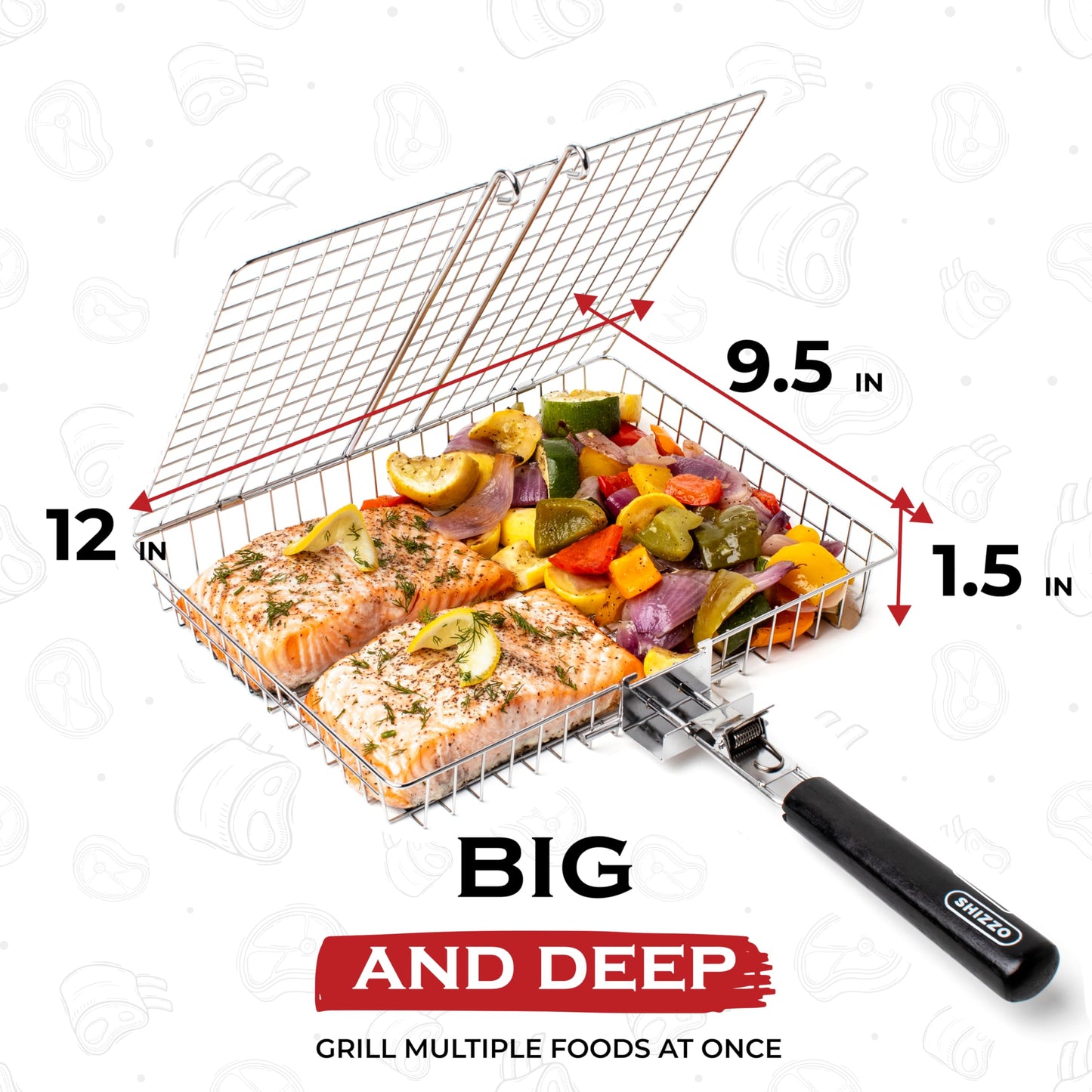 SHIZZO Grill Basket Value Set, Barbecue BBQ Grilling Basket , Stainless Steel Large Folding Grilling baskets With Handle, Portable Outdoor Camping BBQ Rack for Fish, Shrimp, Vegetables, Barbeque Griller Cooking Accessories, Gift, Gifts for father, dad, hu - Available at All In One Marketplace Canada