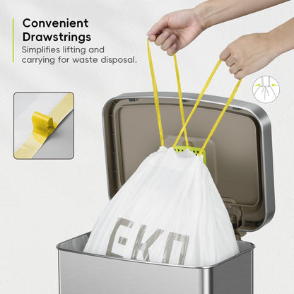 EKO Extra Strong 21 Gallon Large Trash Bags, Heavy-Duty Drawstring Kitchen & Household Garbage Bags (80L), Leak-Resistant, Fresh Floral Scent, Continuous Odor Control, 60 Count, Code G EKO