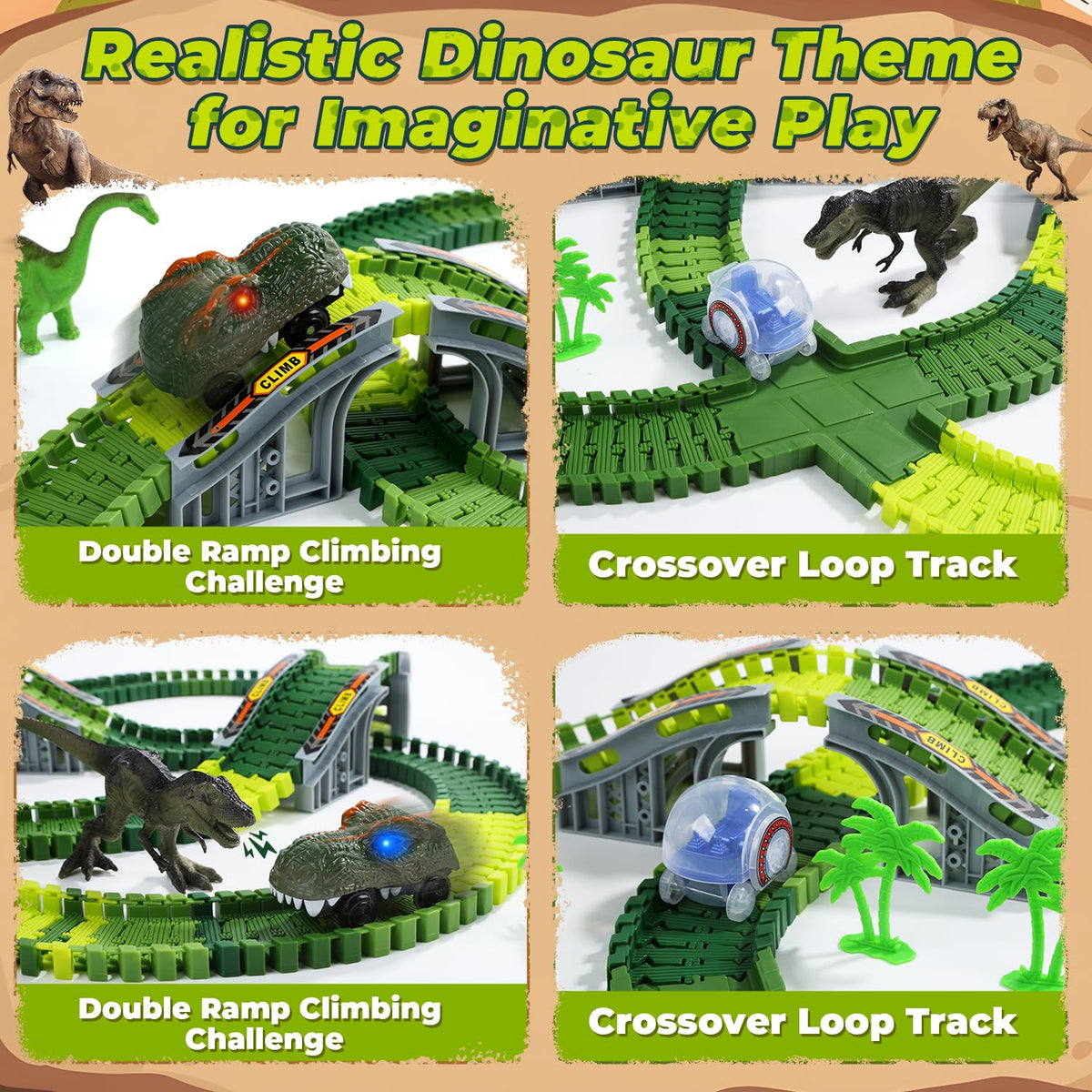 EagleStone Dinosaur Race Track Set for Kids – 233 PCS Flexible Race Tracks 🍁 All In One Marketplace Canada