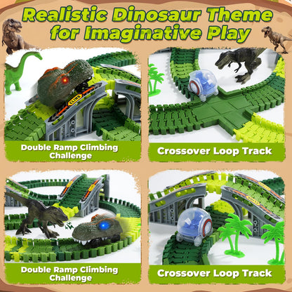 EagleStone Dinosaur Race Track Set for Kids – 233 PCS Flexible Race Tracks 🍁 All In One Marketplace Canada