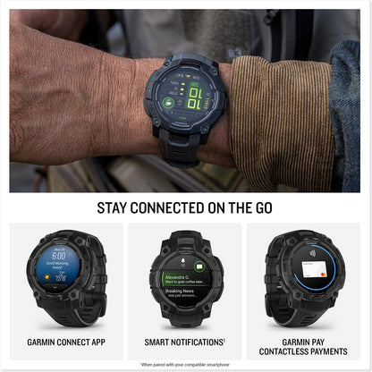 Garmin Instinct® 3 45mm, AMOLED Display, Rugged Outdoor GPS Smartwatch, Metal-Reinforced Bezel, Built-in Flashlight, Up to 18 Days of Battery Life, Black Garmin