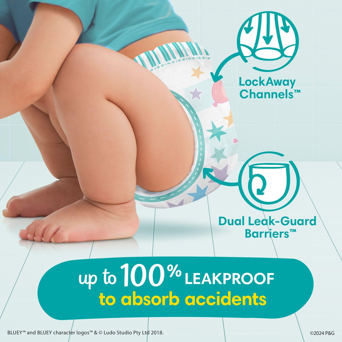 Pampers Easy Ups Girls & Boys Potty Training Pants, Size 4 (2T3T), 74 Count, Bluey Absorbent Training Underwear, Up to 100% Leakproof Day and Night, Hypoallergenic 🍁 All In One Marketplace Canada