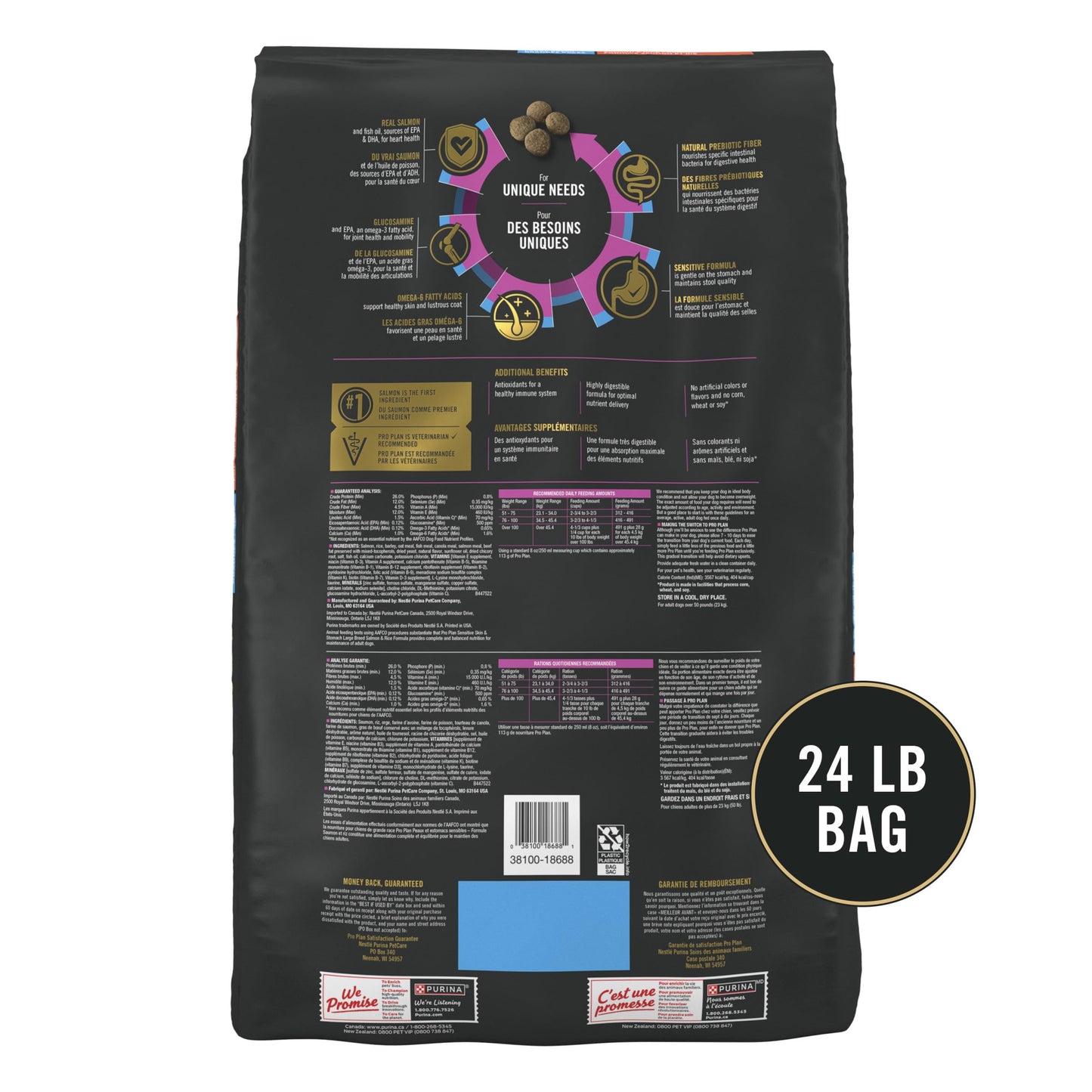 Purina Pro Plan Sensitive Skin & Stomach Large Breed Dry Dog Food, Salmon - 10.9 kg Bag