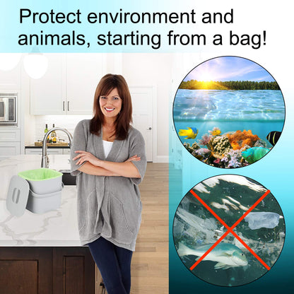 Aievrgad Biodegradable Trash bags 50PCS, 13Gallon/50L large Garbage bags/ For kitchen Bin. Bin Liner/Trash/rubbish Bags, 100% Recycled,Tough, degradable, Compost Bags for Food/household/garden - Available at All In One Marketplace Canada