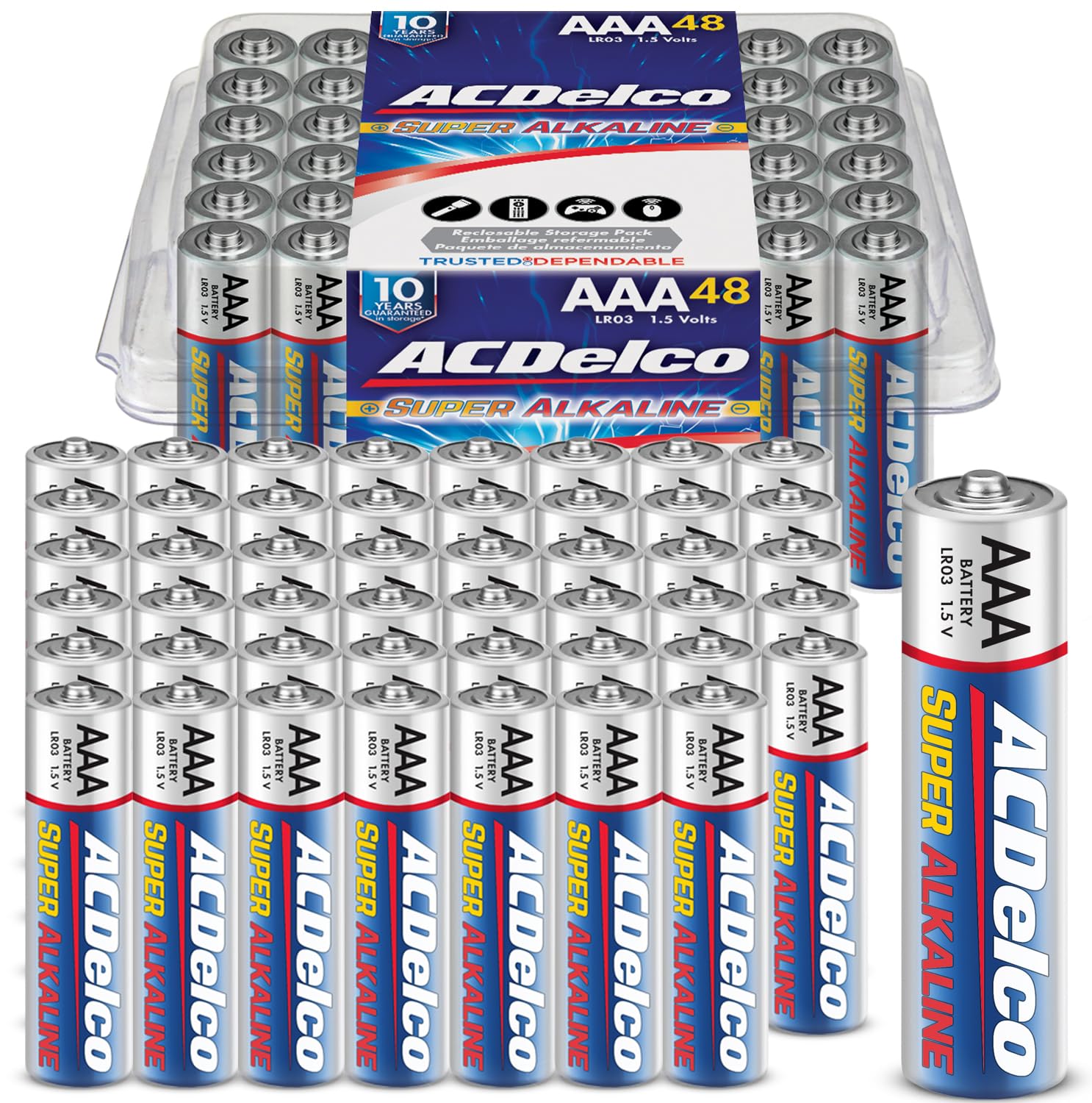 ACDelco 48-Count Triple AAA Batteries, Maximum Power Super Alkaline Battery for Home and Office, 10-Year Shelf Life, Reclosable Packaging Powermax