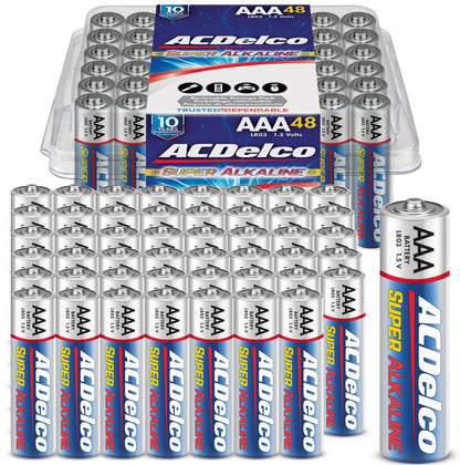 ACDelco 48-Count Triple AAA Batteries, Maximum Power Super Alkaline Battery for Home and Office, 10-Year Shelf Life, Reclosable Packaging Powermax