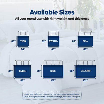 Utopia Bedding Comforters Twin Size, All Season Duvet Insert, Down Alternative Box Stitched Bed Comforter with Corner Tabs, Machine Washable (White)