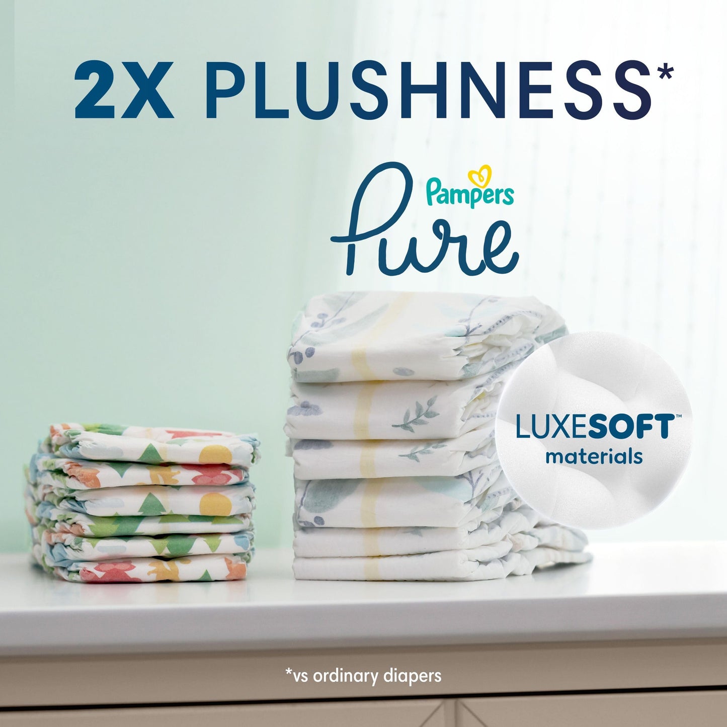Pampers Pure Baby Diapers, Size 6 (35+ lbs), 108, Up to 100% Leakproof, Premium Hypoallergenic Soft Diapers
