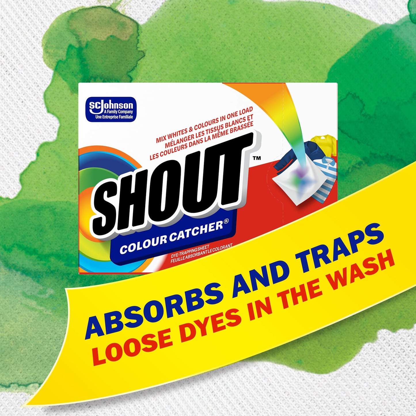 Shout Colour Catcher Dye-Trapping Sheets for Laundry, Allow Mixed Washes, Prevent Color Runs and Maintain Original Clothing, 72 Count - Available at All In One Marketplace Canada