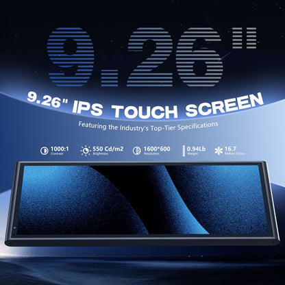 9.26" Carplay Screen for Car, Wireless Portable Car Play Screen for Apple CarPlay & Android Auto, OTA Updates, Backup Camera, Bluetooth 5.0, Mirror Link, Voice Control, GPS Navigation, FM