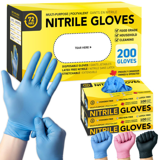 Gants en nitrile bleus 72HRS - Gants jetables 4 mil (200 pièces, petit)