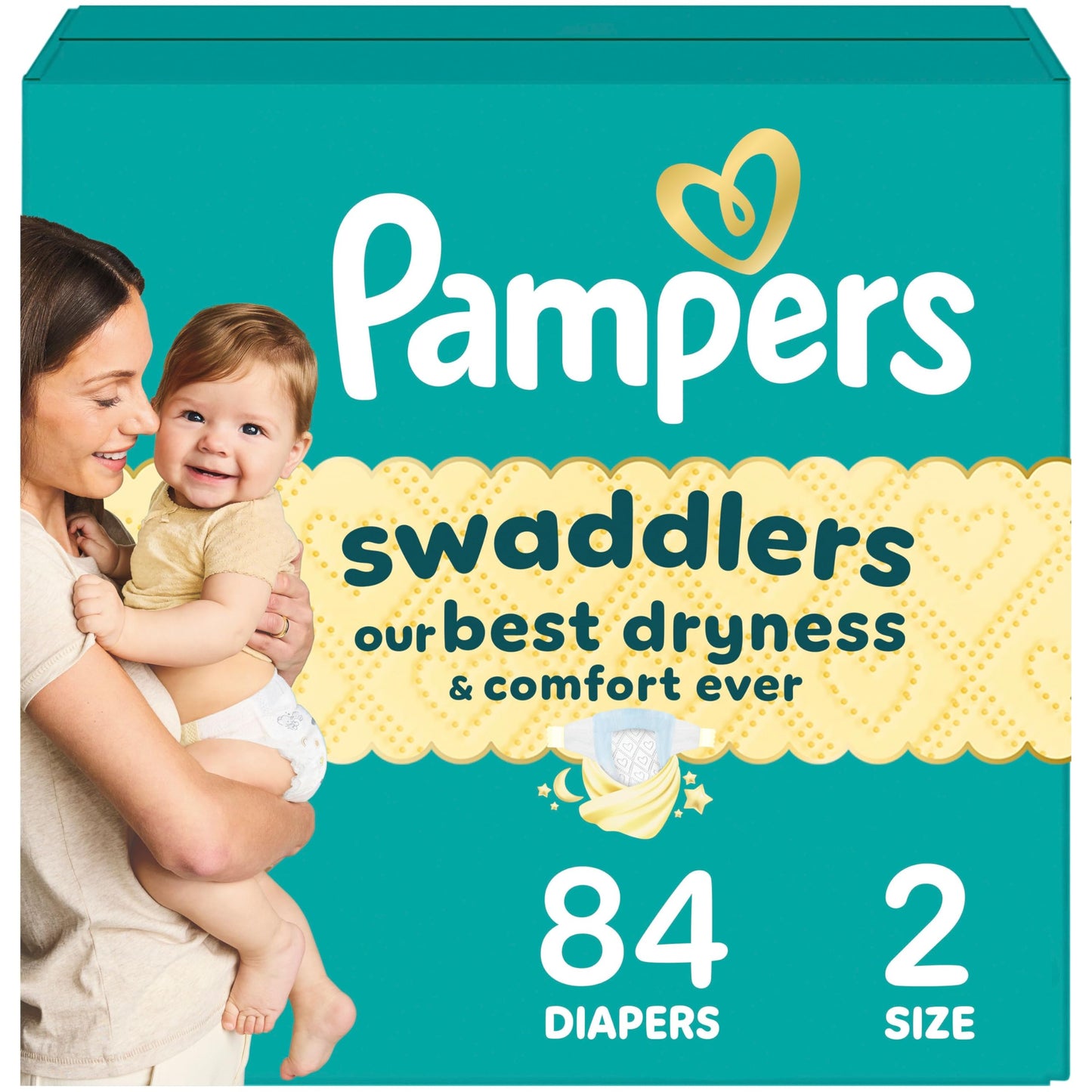 Pampers Swaddlers Diapers, Size 2 (10-22 lbs), 84 Count, Absorbent, Keeps Baby Dry and Comfortable, Skin Safe Disposable Baby Diaper
