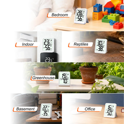 Ayawiss Room Thermometer Indoor Hygrometer with Celsius/Fahrenheit (℃/℉) Switch, Humidity Meter Gauge Digital Temperature and Humidity Sensor Monitor for Home Pets Plants - AAA Battery Included