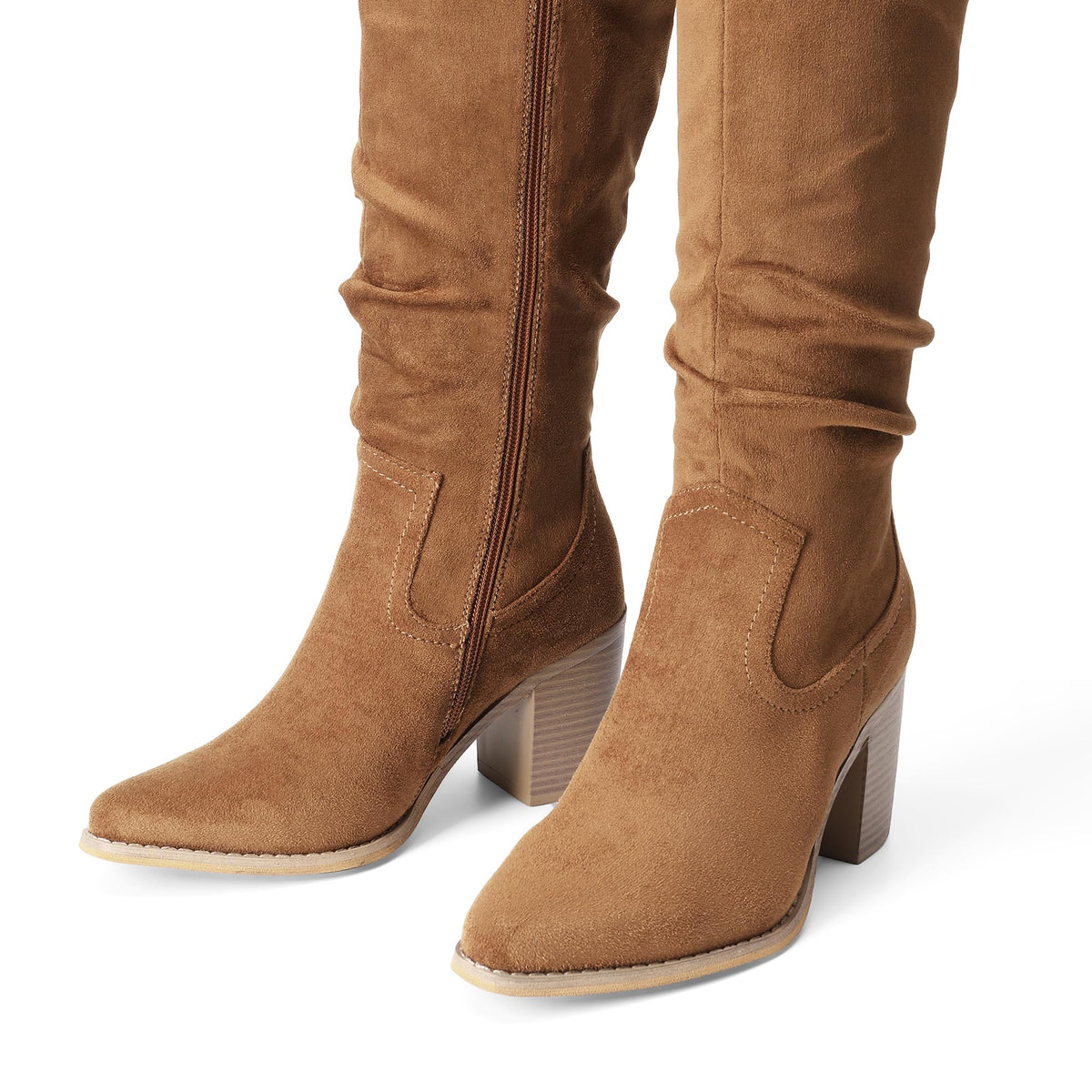 DREAM PAIRS Women Knee High Chunky Slouch Boots,Camel,8.5 🍁 All In One Marketplace Canada