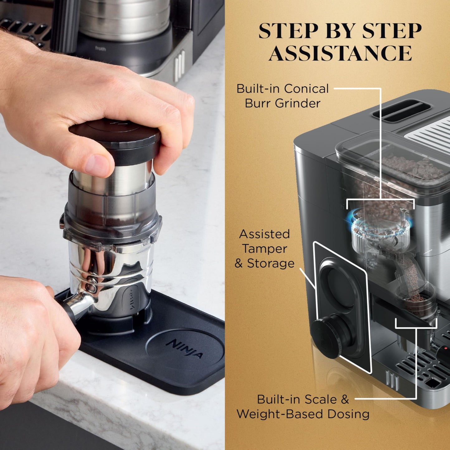 Ninja Espresso Machine, Luxe Café Premier Series, Drip Coffee Maker and Rapid Cold Brew, Integrated Grinder, Assisted Tamper, Hands-Free Frother, ES601C (Canadian Version) - Available at All In One Marketplace Canada