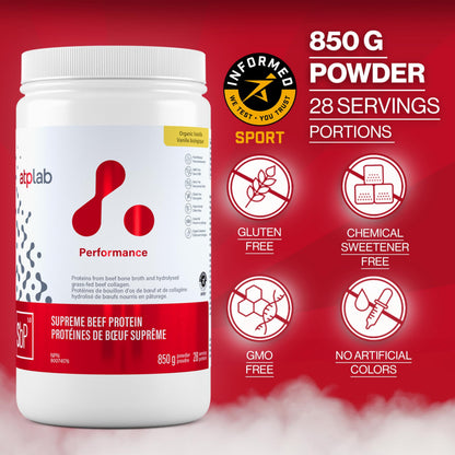ATP LAB Supreme Beef Protein Powder Grass Fed 850g - Vanilla Flavor with Bone Broth & Hydrolyzed Collagen