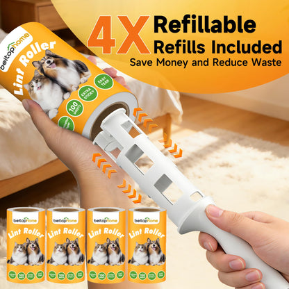 Lint Roller for Pet Hair Extra Sticky, 800 Sheets with 4 Durable Handles and Strong Paper Refills, Pet Hair Roller for Dogs and Cats, Lint Remover for Clothes, Carpet, and Furniture