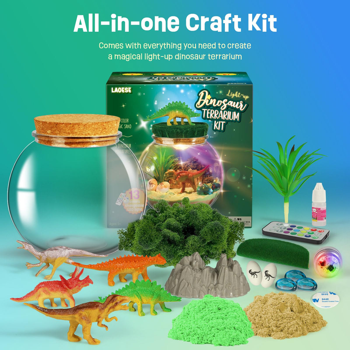 Dinosaur Terrarium Kit for Kids, Light Up Dinosaur Toys for Boys Ages 4-8 🍁 All In One Marketplace Canada
