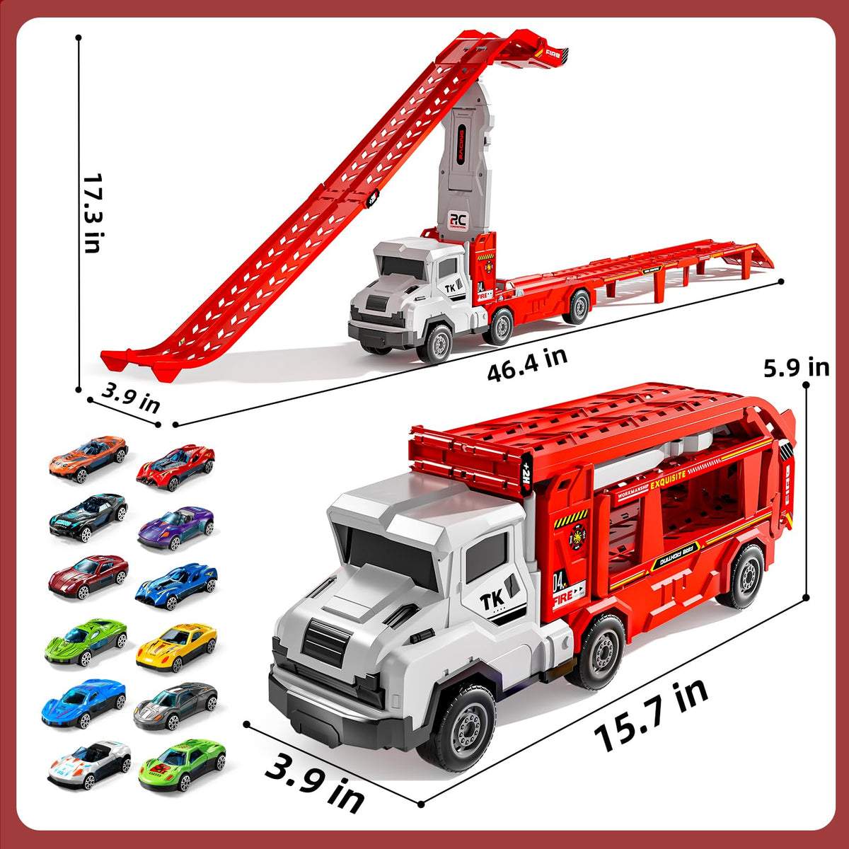 Transport Truck Toy for Kids, Transport Vehicle with Double Race Ramp Track 🍁 All In One Marketplace Canada