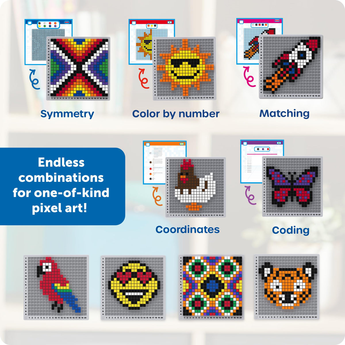Learning Resources STEM Explorers Pixel Art Pro - Critical Thinking, Math Manipulatives, Problem Solving Skills, Pattern Blocks, Brain Games, Montessori, Fine Motor Skills, Gifts for Boys and Girls