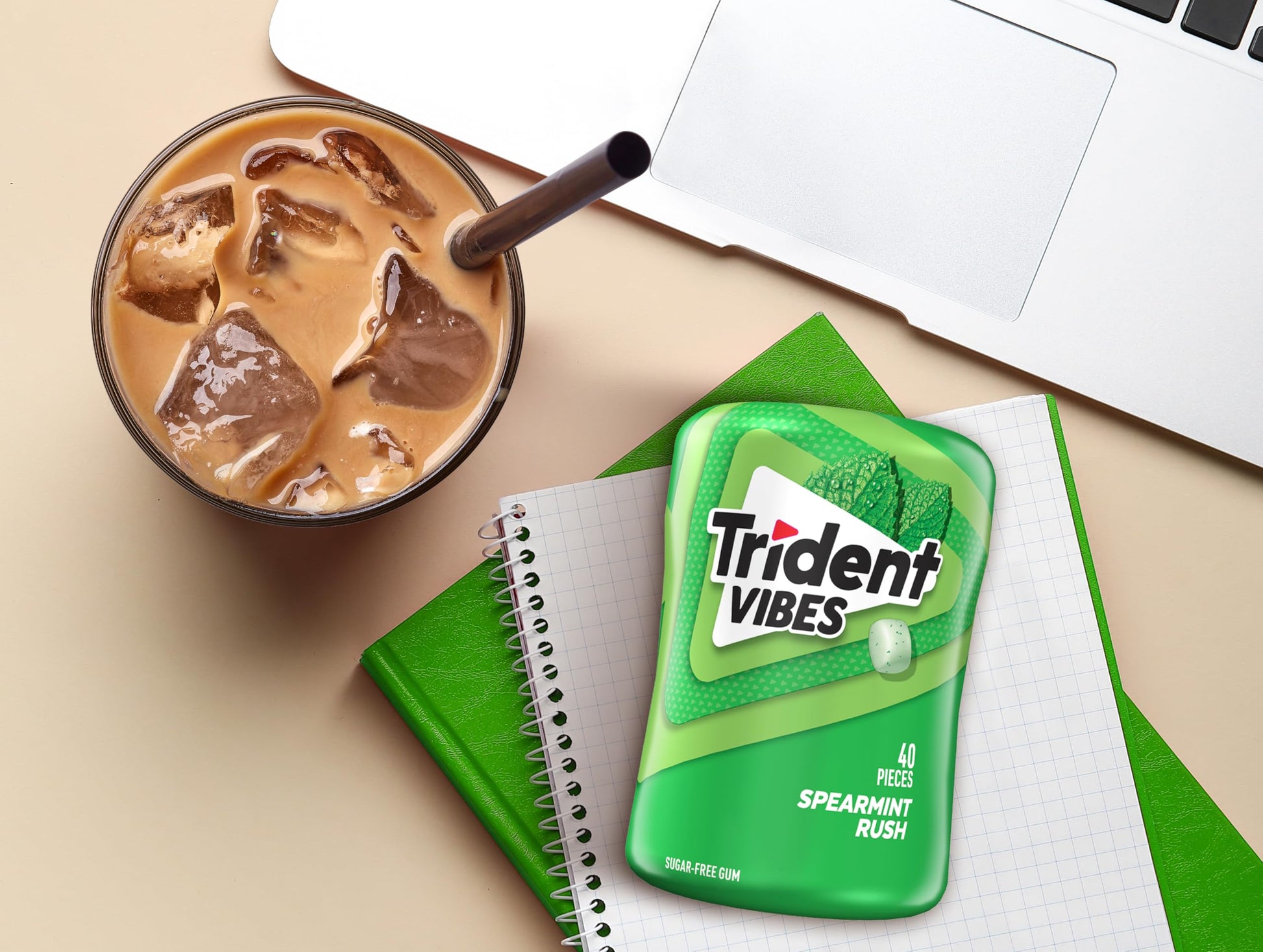 Trident Vibes Spearmint Rush Sugar-Free Gum - 6 Bottle Pack (240 Pieces)
