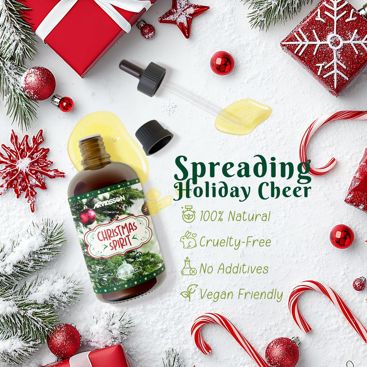 Christmas Spirit Essential Oil 4 Fl Oz (120ml), ARVIDSSON Christmas Tree Fragrance Oil, Winter Essential Oil for Diffusers, Candle Making, Holiday Scented Oil for Home 🍁 All In One Marketplace Canada