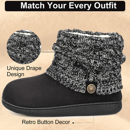 FamilyFairy Women's Bootie Slippers Warm Winter Boots Black, 7-8 🍁 All In One Marketplace Canada