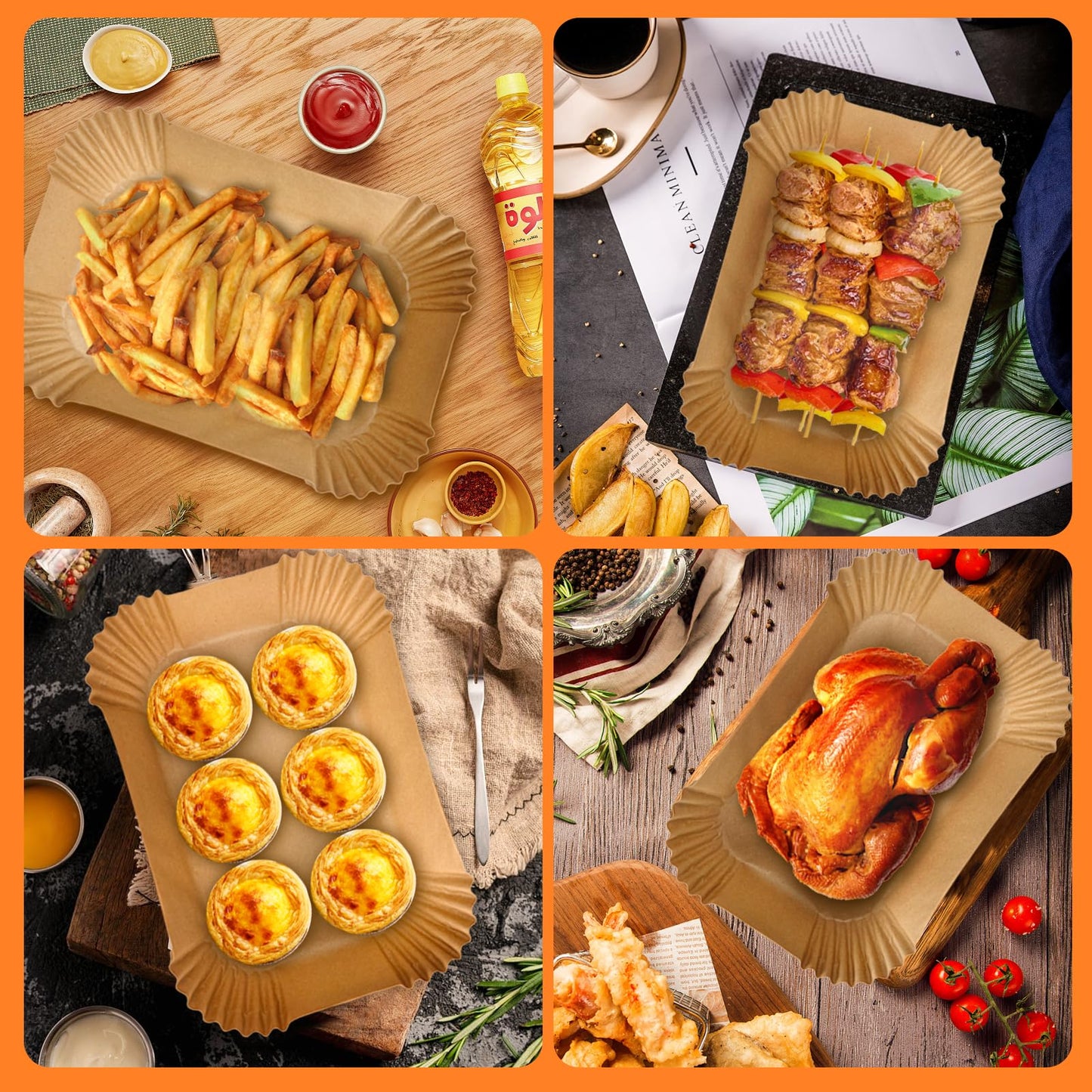 200PCS Air Fryer Liners for Ninja: Higher Non-Stick Disposable Parchment Paper Liner for Ninja DZ201/DZ401 Dual Airfryer Baking - Food Grade Ninja Air Fryer Accessories - Rectangle 8.6 x 5.5 inch - Available at All In One Marketplace Canada
