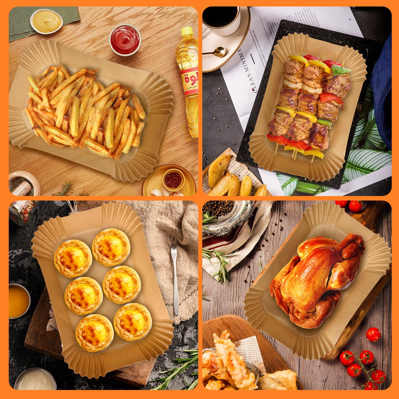 200PCS Air Fryer Liners for Ninja: Higher Non-Stick Disposable Parchment Paper Liner for Ninja DZ201/DZ401 Dual Airfryer Baking - Food Grade Ninja Air Fryer Accessories - Rectangle 8.6 x 5.5 inch - Available at All In One Marketplace Canada