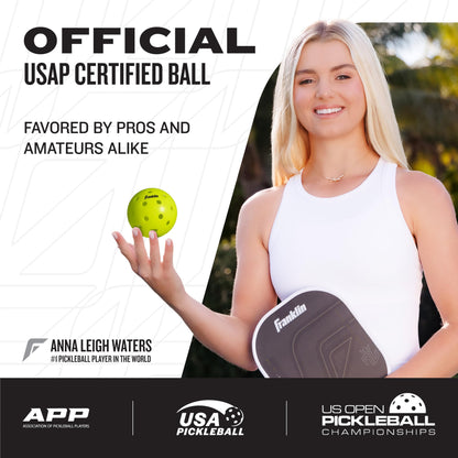Franklin Sports X-40 Pickleballs - Official Ball of USA Pickleball, APP Tour, US Open - Suitable for Outdoor Courts - Regulation Size, Tournament Grade - 50 Pack - Optic