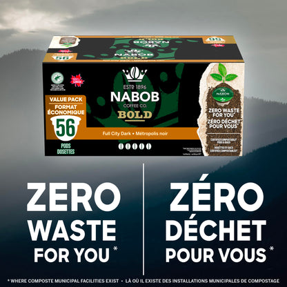 Nabob Bold Full City Dark 100% Compostable Pods, 56 Pods - Available at All In One Marketplace Canada