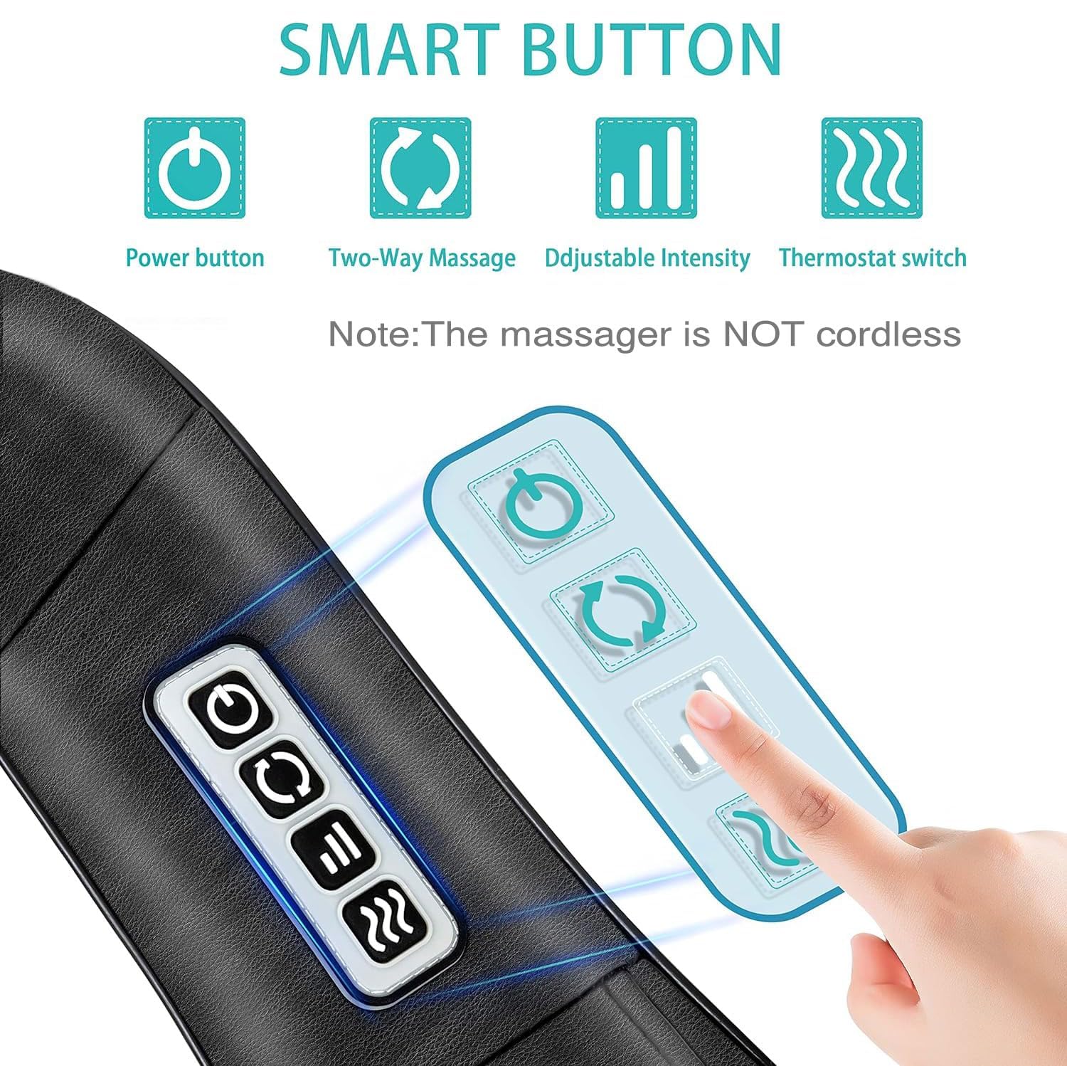 AERLANG Shiatsu Neck and Shoulder Massager, Back Massager with Heat Deeper Tissue Kneading Massage for Shoulder, Neck and Back Massage Electric Massagers-mothers Day Gift Ideas (NOT Cordless) - Available at All In One Marketplace Canada