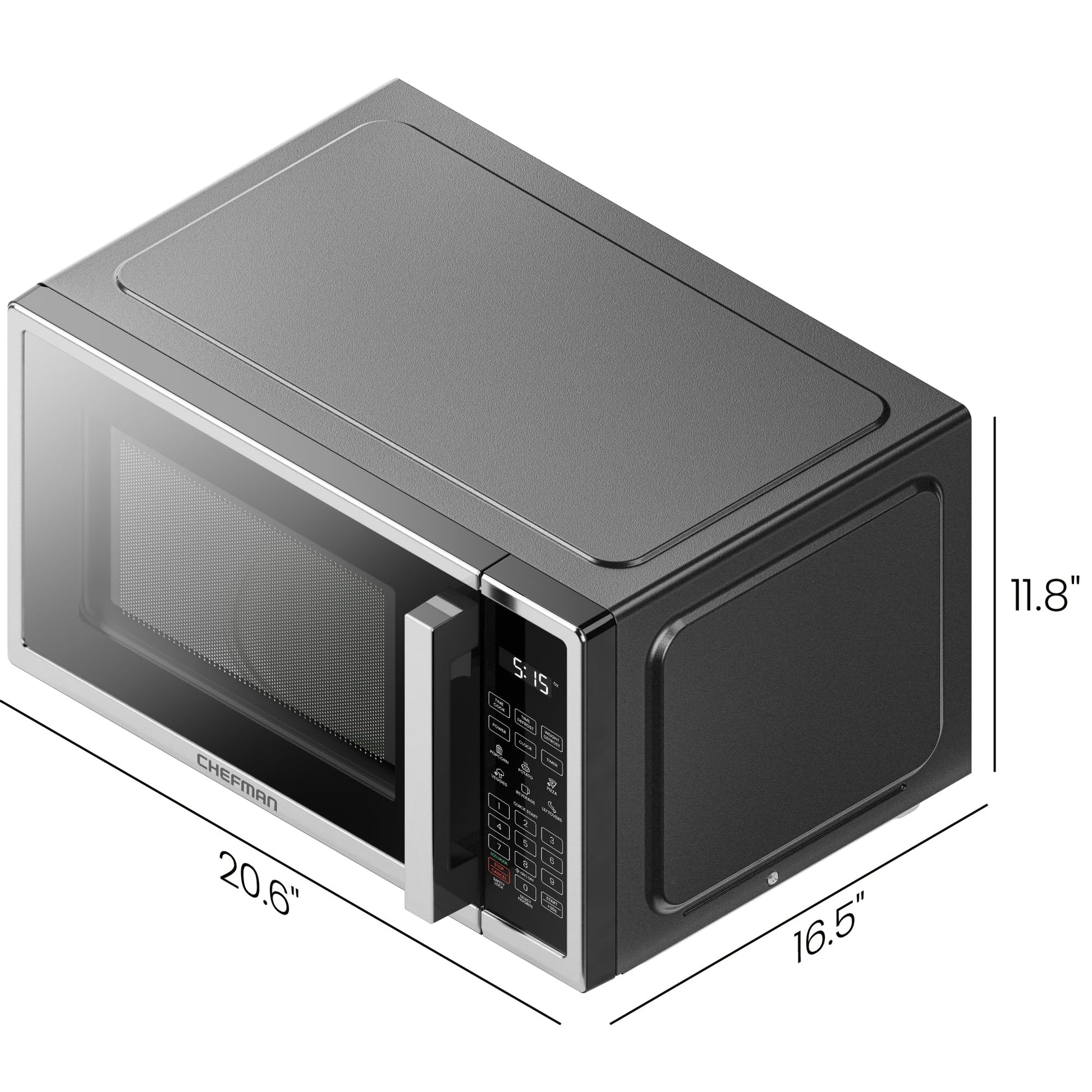Chefman Countertop Microwave Oven 1.1 Cu. Ft. Digital Stainless Steel Microwave 1000 Watts with 6 Auto Menus, 10 Power Levels, Eco Mode, Memory, Mute Function, Child Safety Lock, Easy Clean Chefman